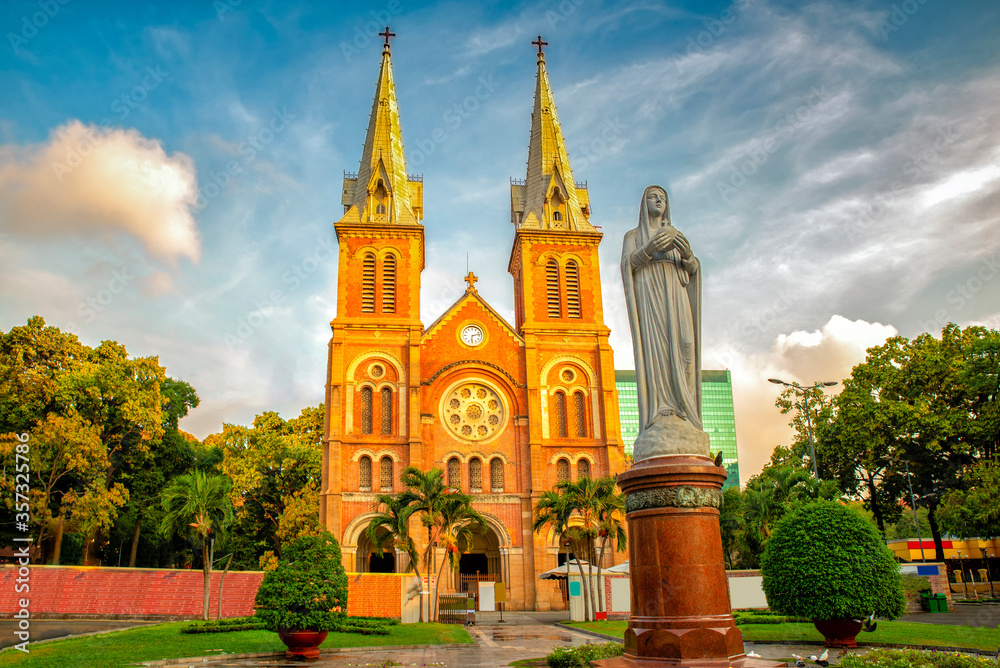 Saigon Notre-Dame Cathedral Basilica (Basilica of Our Lady of The Immaculate Conception) in Ho Chi Minh city, Vietnam