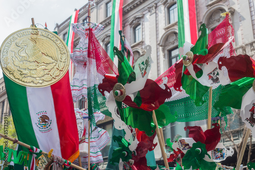 MEXICO CITY - SEP 07 2015: Mexican independence day merchandise in mexico city dowtown photo