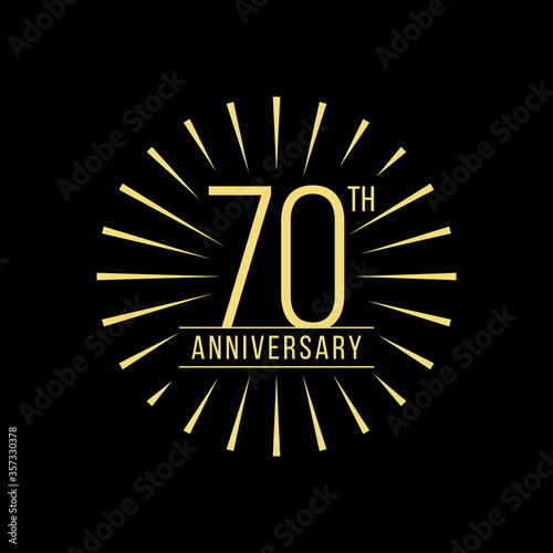 70 Years Anniversary Celebration with Firework Logo Design Template On Black Background