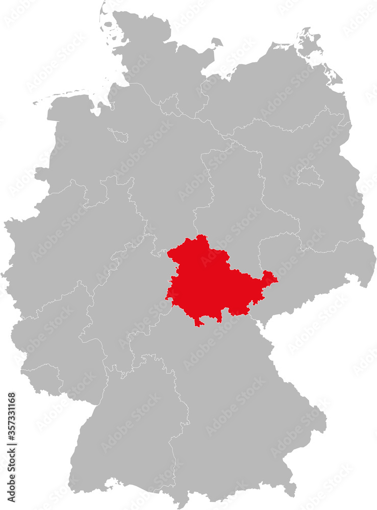Thuringia state isolated on Germany map. Business concepts and backgrounds.