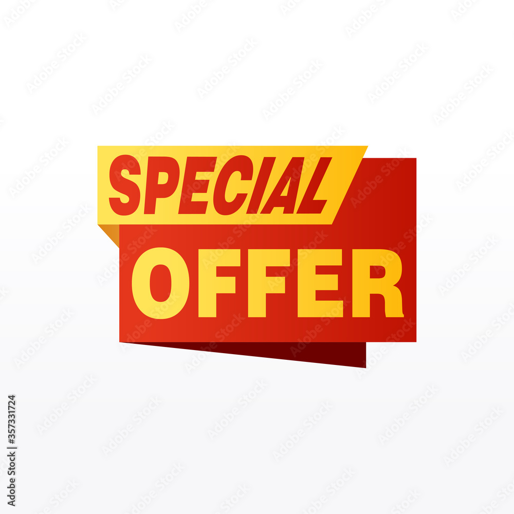 Special offer vector ribbon design template. Banner sale tag. Market special offer discount label Special offer vector ribbon design template. Banner sale tag. Market special offer discount label