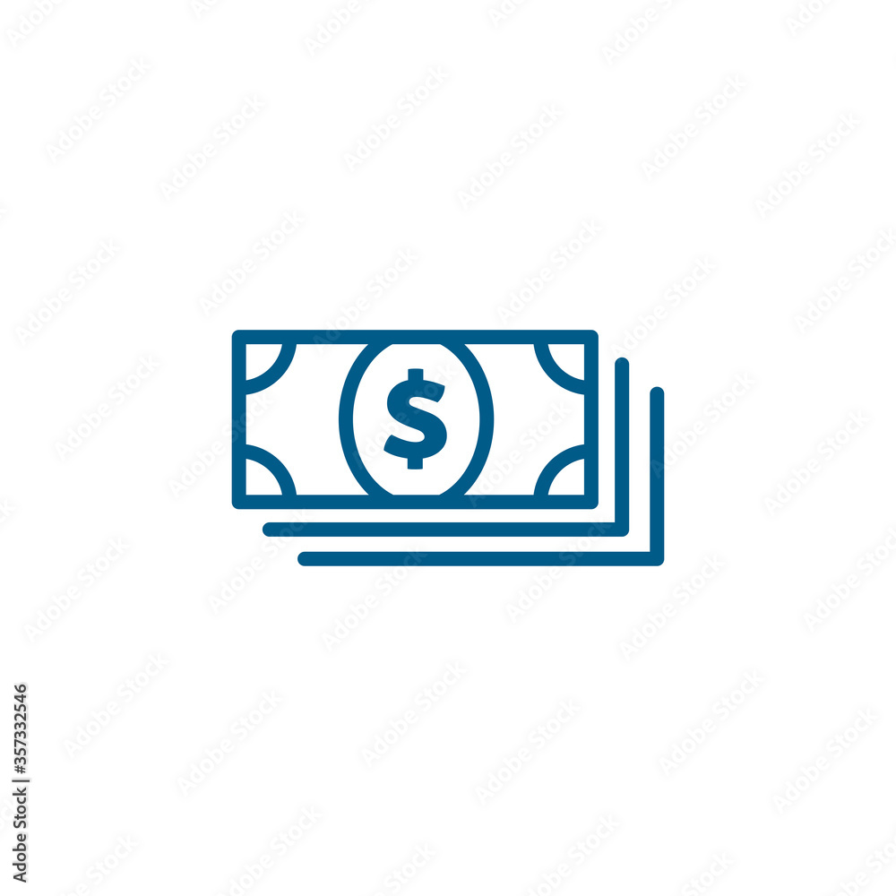 Money Line Blue Icon On White Background. Blue Flat Style Vector Illustration. Money Line Blue Icon On White Background. Blue Flat Style Vector Illustration.