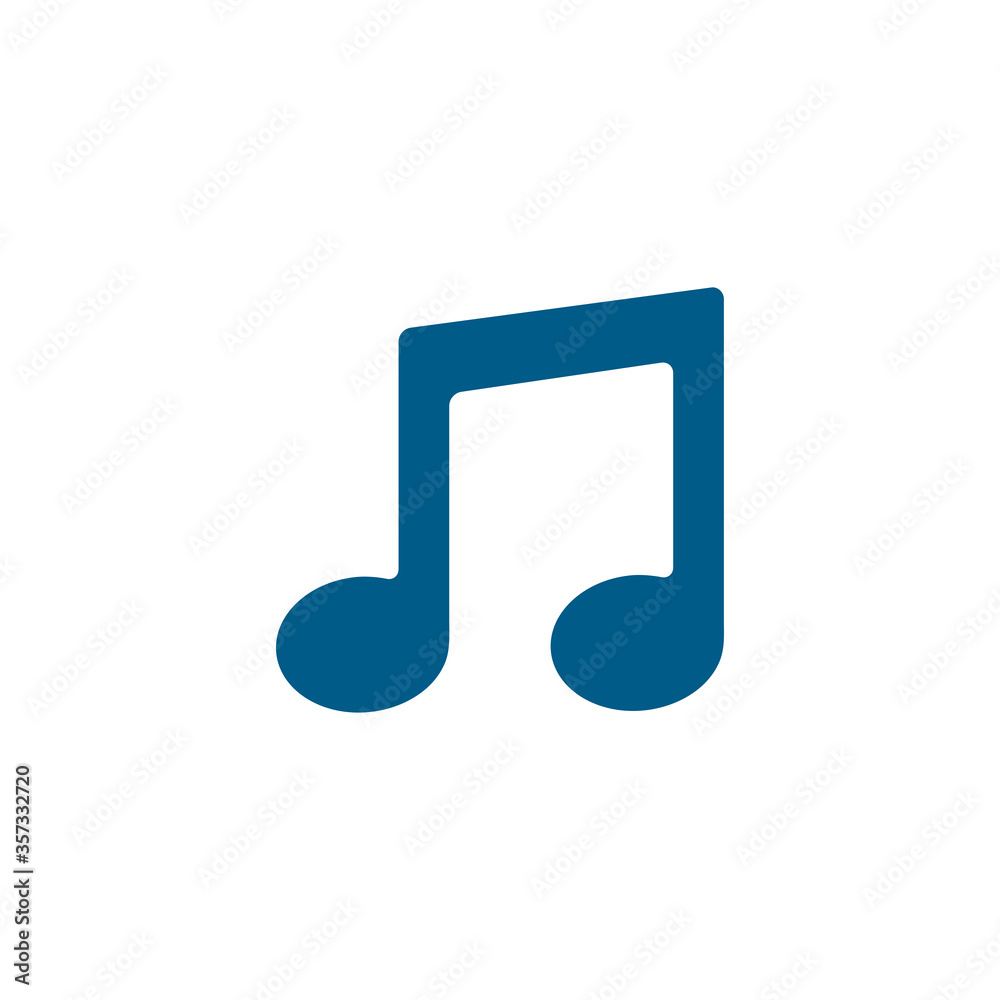 Music Note Blue Icon On White Background. Blue Flat Style Vector Illustration. Music Note Blue Icon On White Background. Blue Flat Style Vector Illustration.