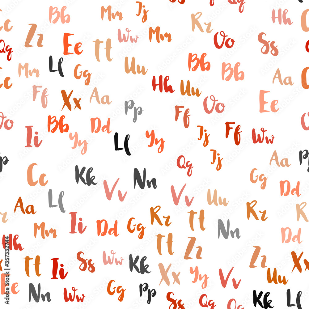 Light Orange vector seamless texture with ABC characters.
