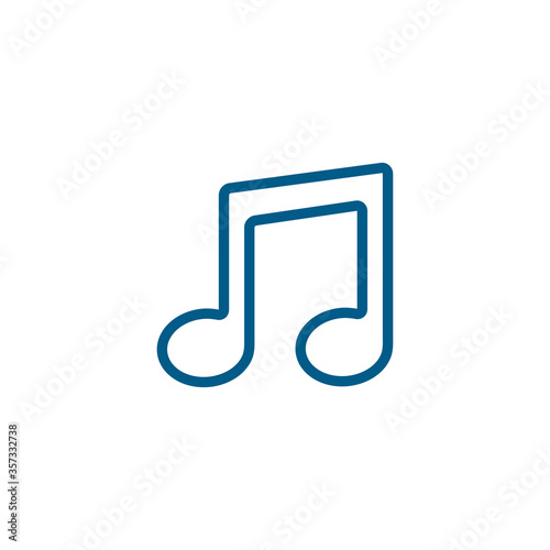 Music Note Line Blue Icon On White Background. Blue Flat Style Vector Illustration.