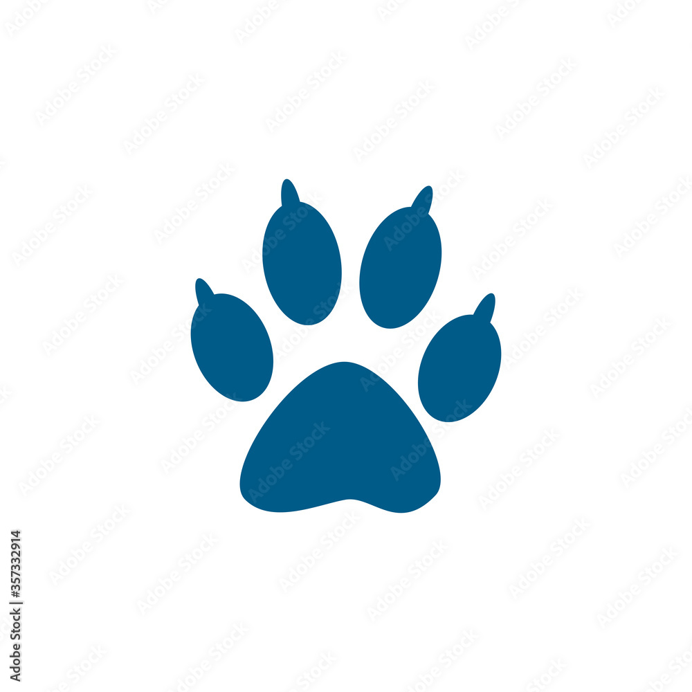Paw Blue Icon On White Background. Blue Flat Style Vector Illustration. Paw Blue Icon On White Background. Blue Flat Style Vector Illustration.
