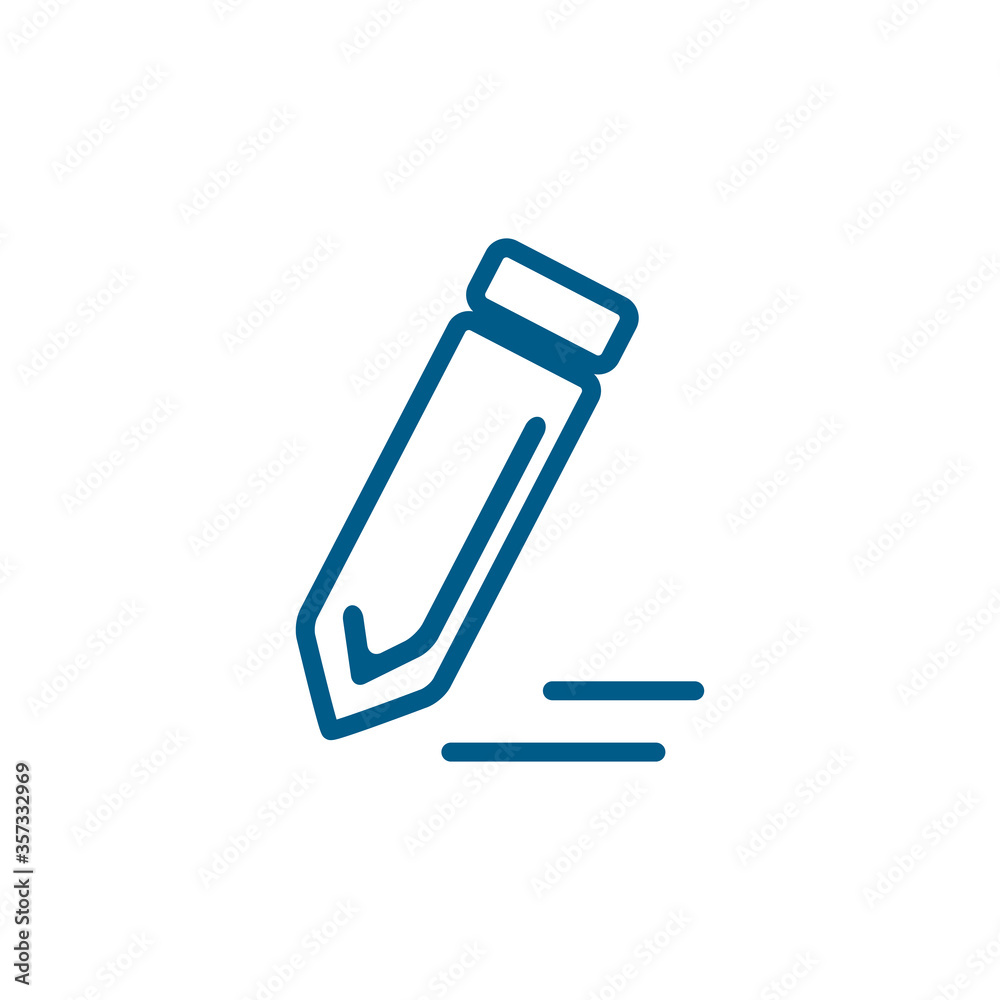 Pencil Line Blue Icon On White Background. Blue Flat Style Vector Illustration. Pencil Line Blue Icon On White Background. Blue Flat Style Vector Illustration.