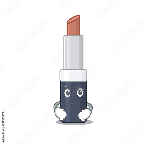 A cute arrogant caricature design of brown lipstick having confident gesture