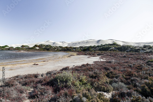 Sand dunes and salt lakes at point Sinclair, South Australia