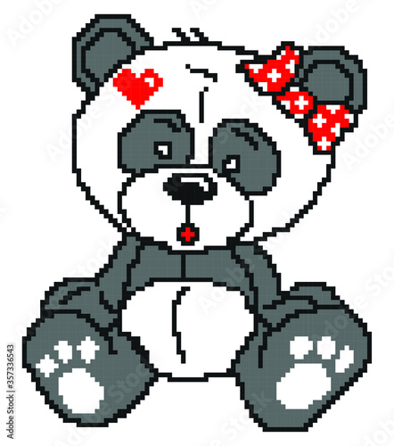 Panda pixel art on white background. © HoTo 