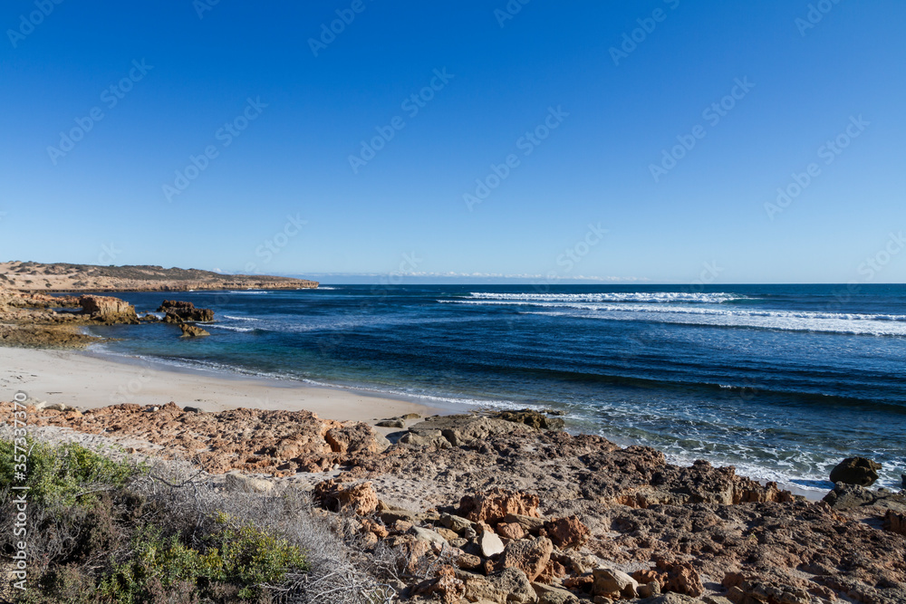 The surf and bay at Cactus Beach, World renown surfing spot, South Australia The surf and bay at Cactus Beach, World renown surfing spot, South Australia