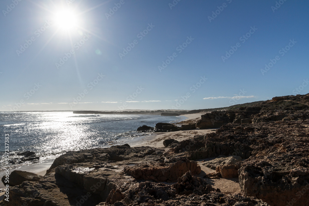 The surf and bay at Cactus Beach, World renown surfing spot, South Australia