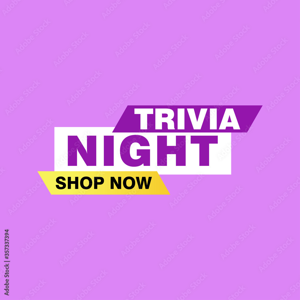 Trivia Night labels banners vector ribbon design template. Banner sale tag. Market special offer discount label