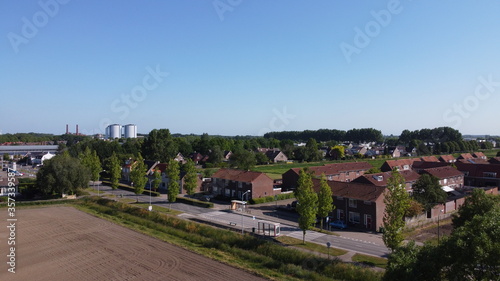 Aerial view of the Dutch Zevenbergen, a small town located in the northwest of the province of North Brabant between Etten-Leur and Klundert, near Breda.