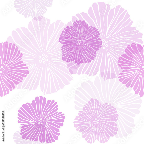 Light Pink vector seamless elegant wallpaper with flowers.