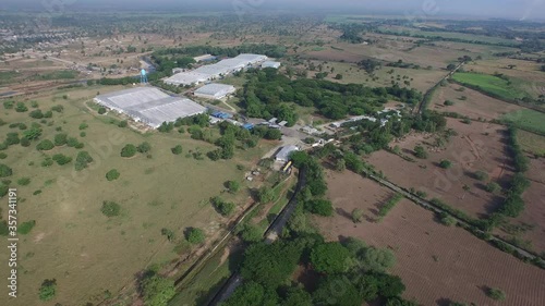 Aerial backward of border between Haiti and Dominican Republic photo