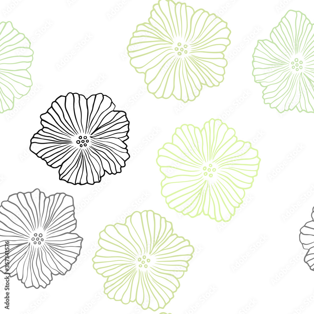 Light Green vector seamless elegant pattern with flowers. Light Green vector seamless elegant pattern with flowers.