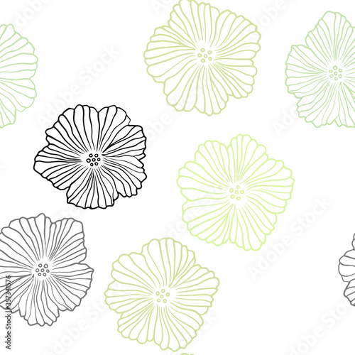 Light Green vector seamless elegant pattern with flowers.