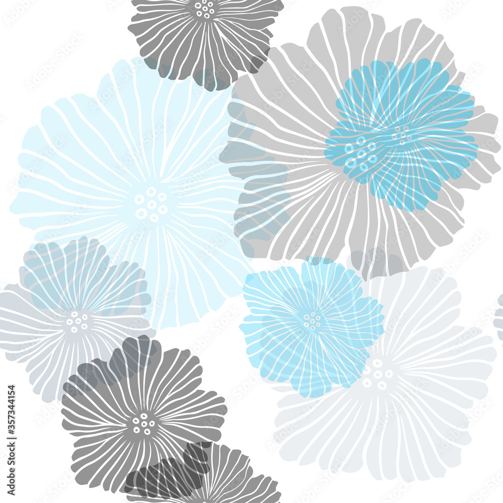 Light BLUE vector seamless abstract pattern with flowers. Light BLUE vector seamless abstract pattern with flowers.