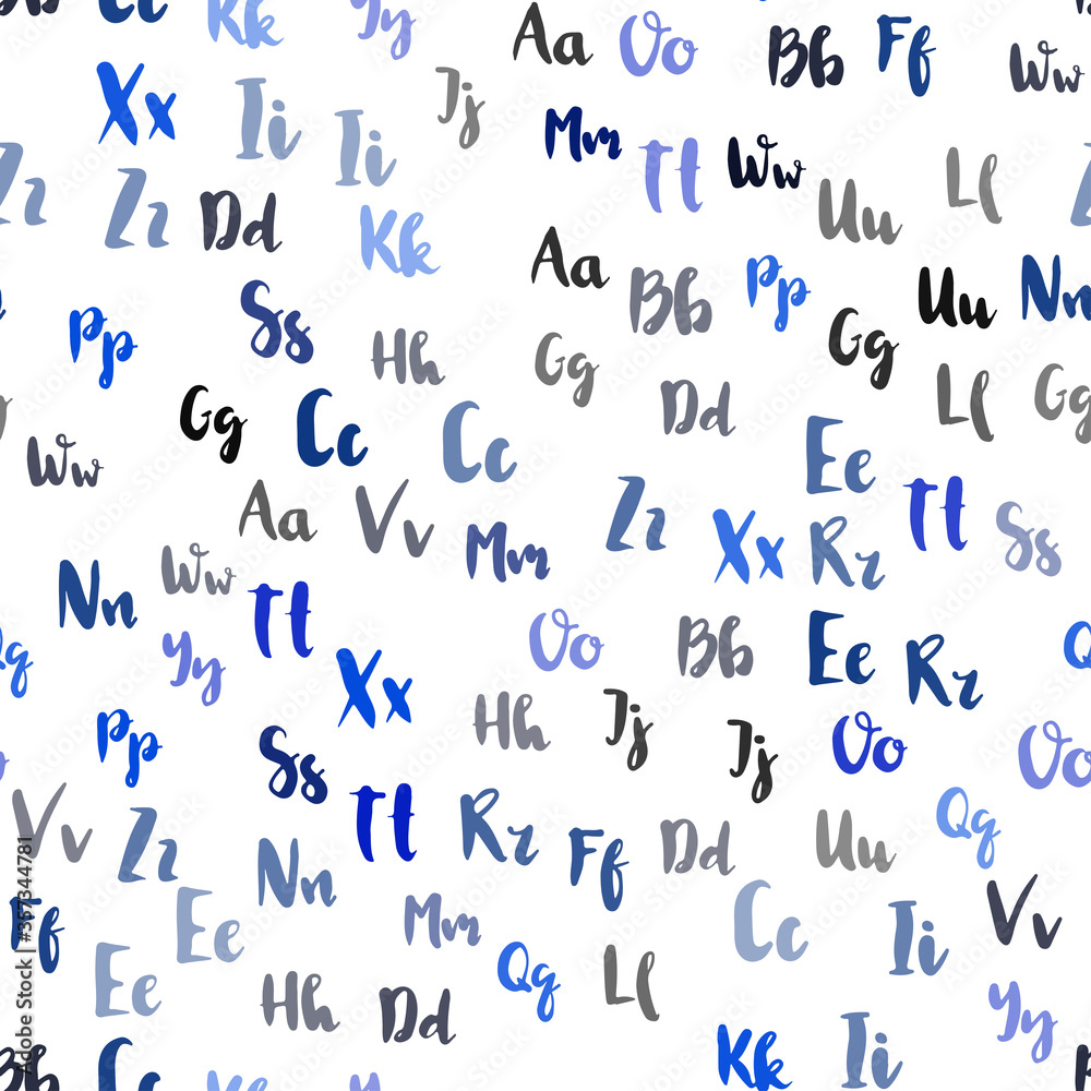 Light BLUE vector seamless background with signs of alphabet. Light BLUE vector seamless background with signs of alphabet.