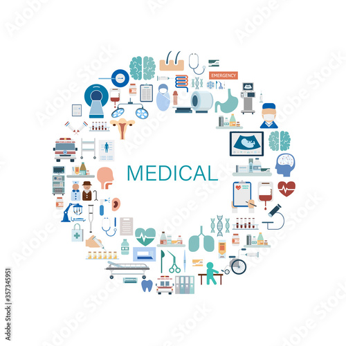 Medical concept with medical icons flat design vector illustration