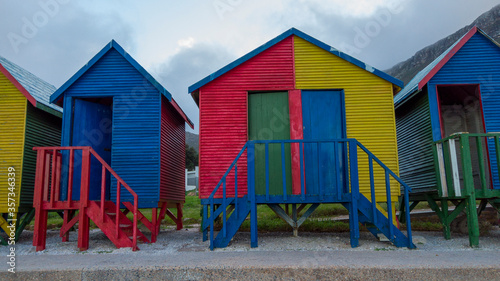 Colorful beach huts on the coast in South Africa © Ahturner