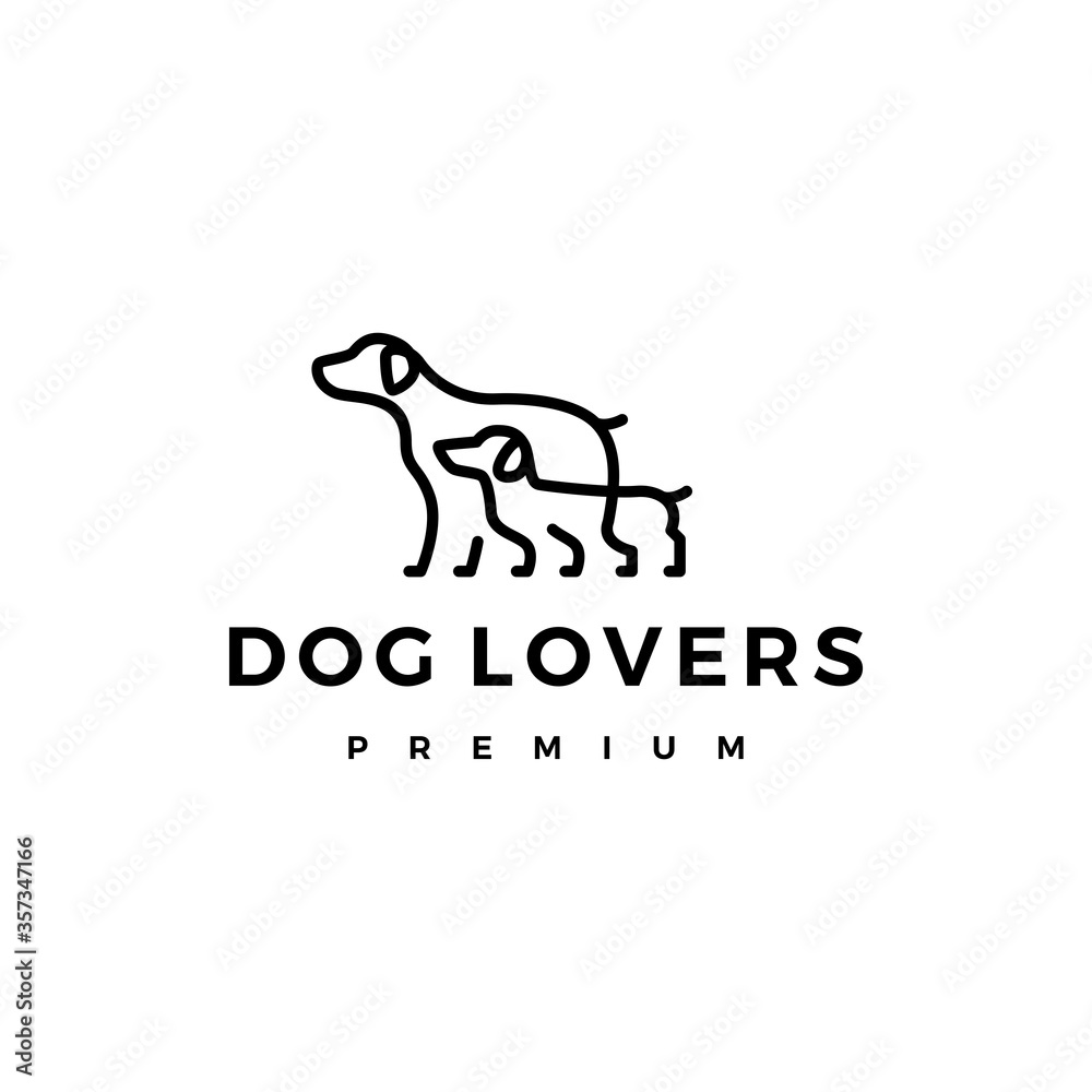 two dogs lovers logo vector icon illustration