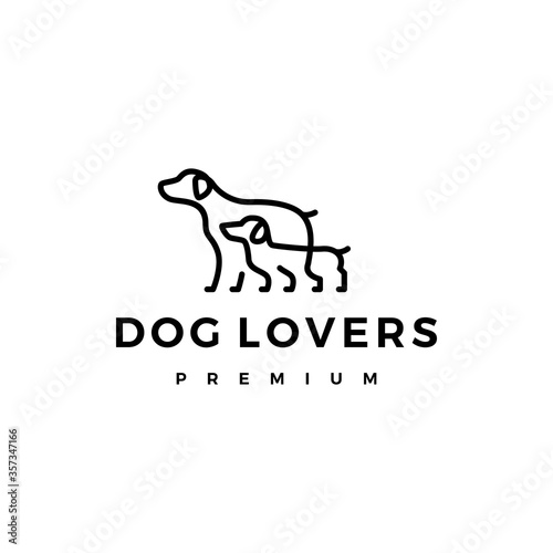 two dogs lovers logo vector icon illustration
