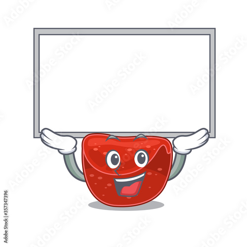 Caricature character of meatloaf succeed lift up a board