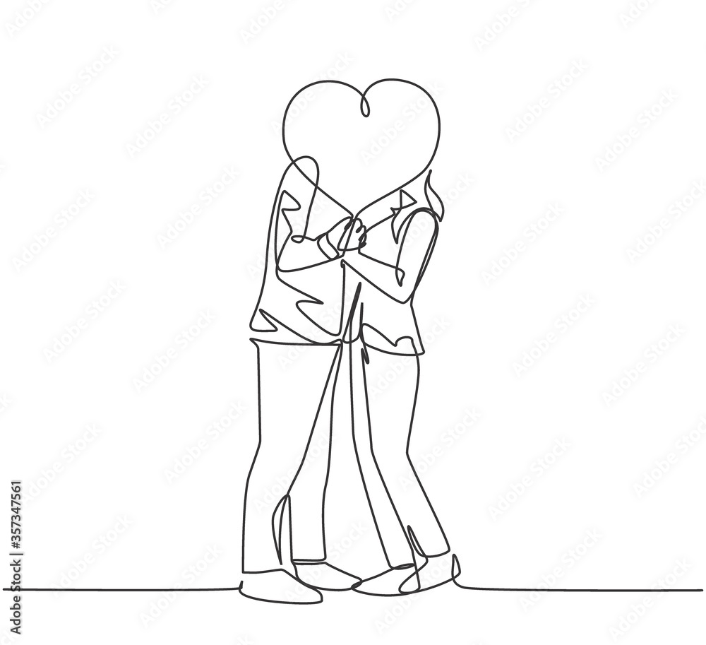 Couple Love Romantic Vector Hd Images, Continuous Line Drawing Of