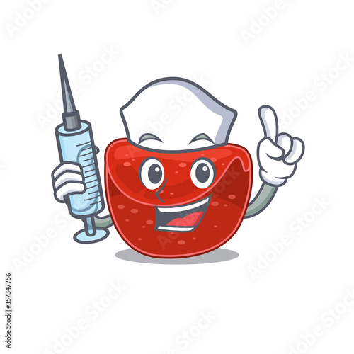 Meatloaf humble nurse mascot design with a syringe