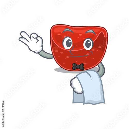 A cartoon picture of meatloaf waiter with a white napkin