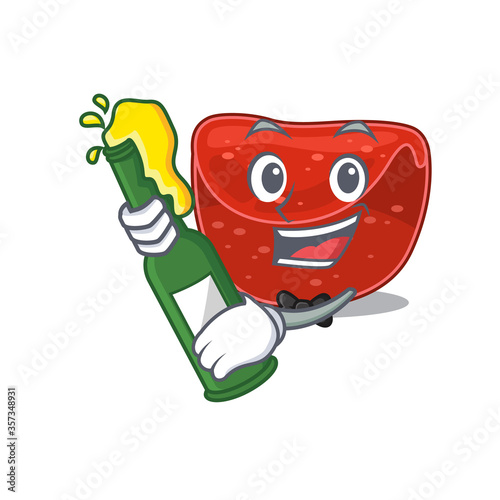 caricature design concept of meatloaf cheers with bottle of beer