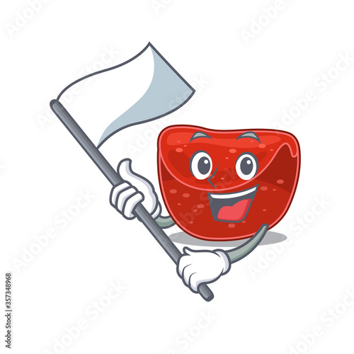 A heroic meatloaf mascot character design with white flag