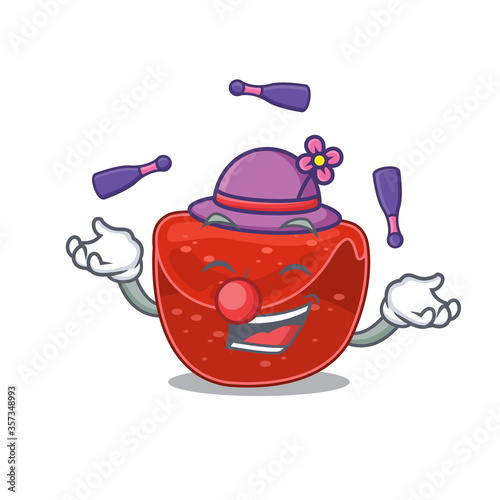 A meatloaf cartoon design style succeed playing juggling