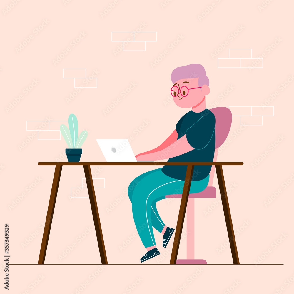 Fototapeta premium Freelancer site in a chair. Freelance concept vector illustration