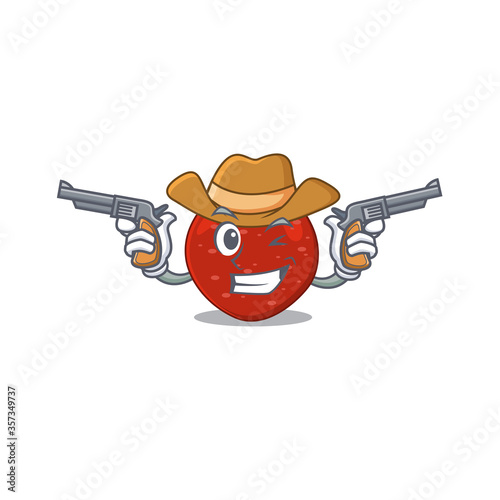 Cartoon character cowboy of peperoni with guns