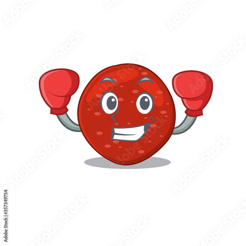 Mascot design of peperoni as a sporty boxing athlete