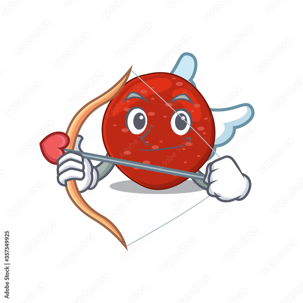 Fototapeta premium Peperoni in sweet romantic cupid cartoon drawing with arrow