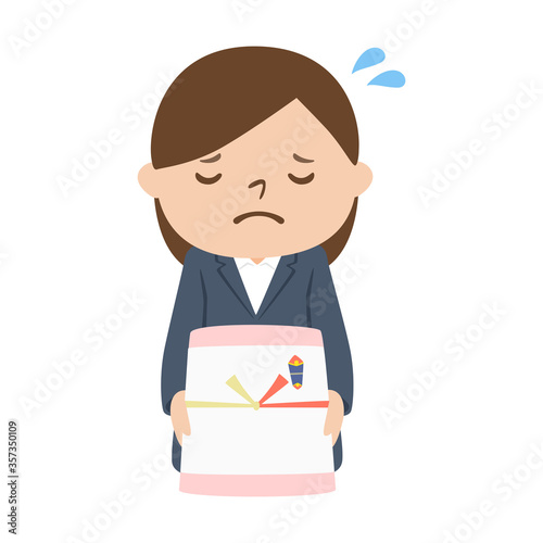 お詫びの気持ちのお菓子を持ったスーツの女性のイラスト Stock Vector Adobe Stock お詫びの気持ちのお菓子を持ったスーツの女性のイラスト Stock Vector Adobe Stock