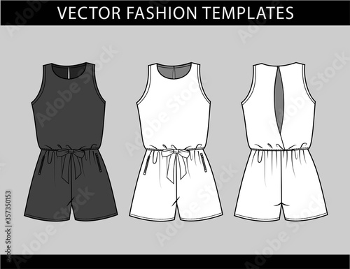 jumpsuit  fashion flat sketch template