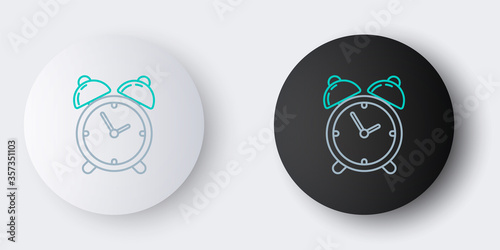 Line Alarm clock icon isolated on grey background. Wake up, get up concept. Time sign. Colorful outline concept. Vector