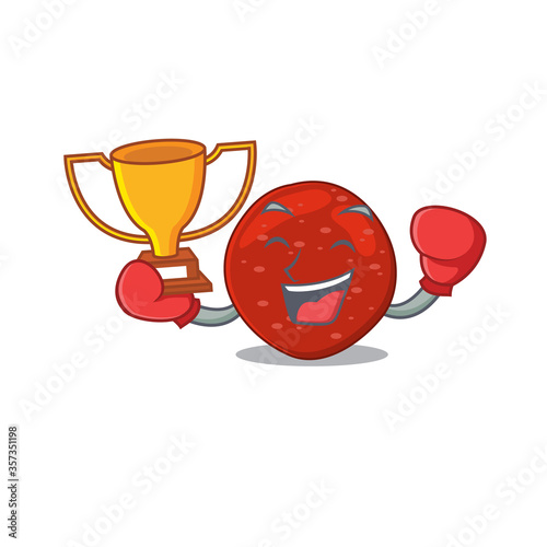 An elegant boxing winner of peperoni caricature design concept