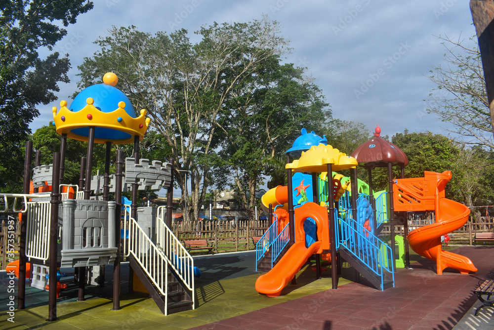Colorful playground for children at park