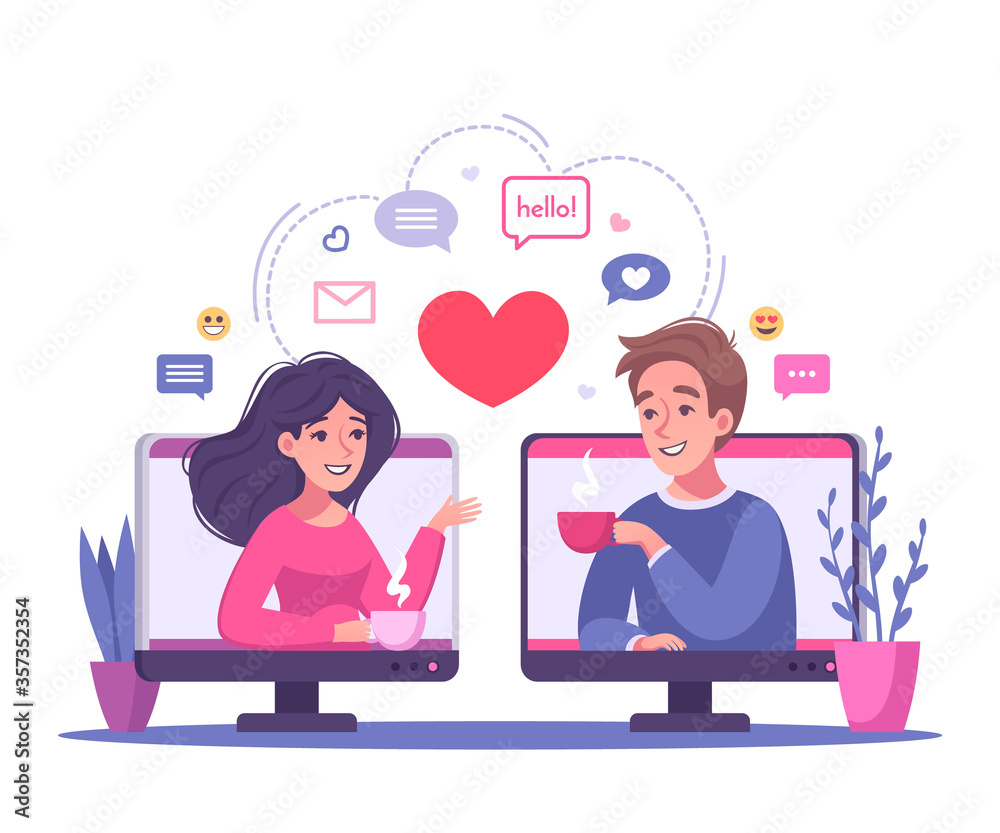 Computer Dating Cartoon Composition Computer Dating Cartoon Composition