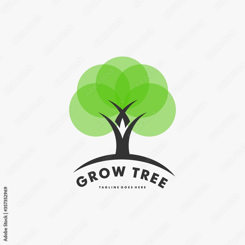 Obraz premium Vector Logo Illustration Grow Tree Color Style.