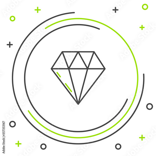 Line Diamond icon isolated on white background. Jewelry symbol. Gem stone. Colorful outline concept. Vector