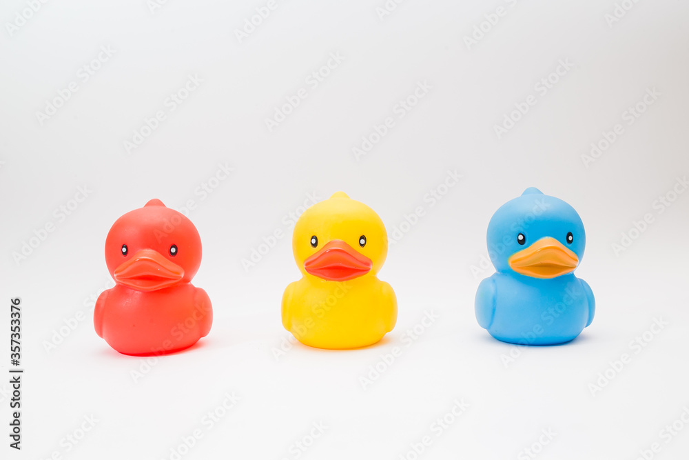 Yellow rubber duck on white background Yellow rubber duck on white background