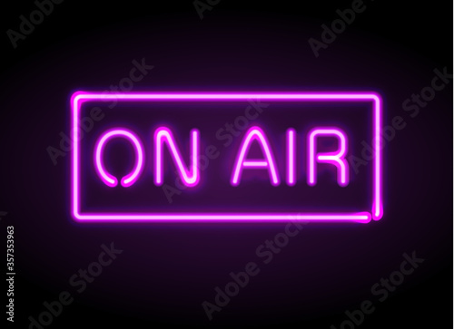On Air broadcast radio neon sign vector illustration.