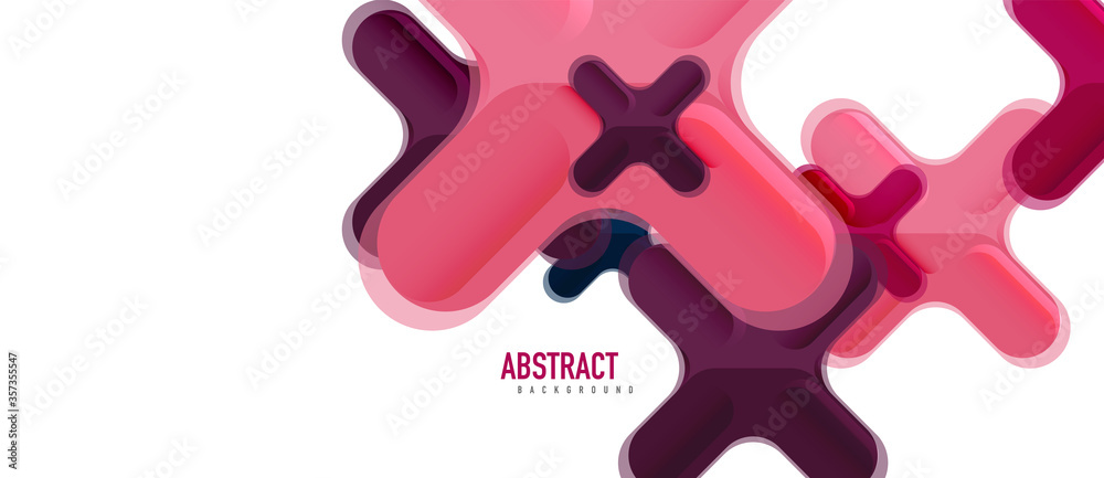 Glossy multicolored plastic style cross composition, x shape design, techno geometric modern abstract background. Trendy abstract layout template